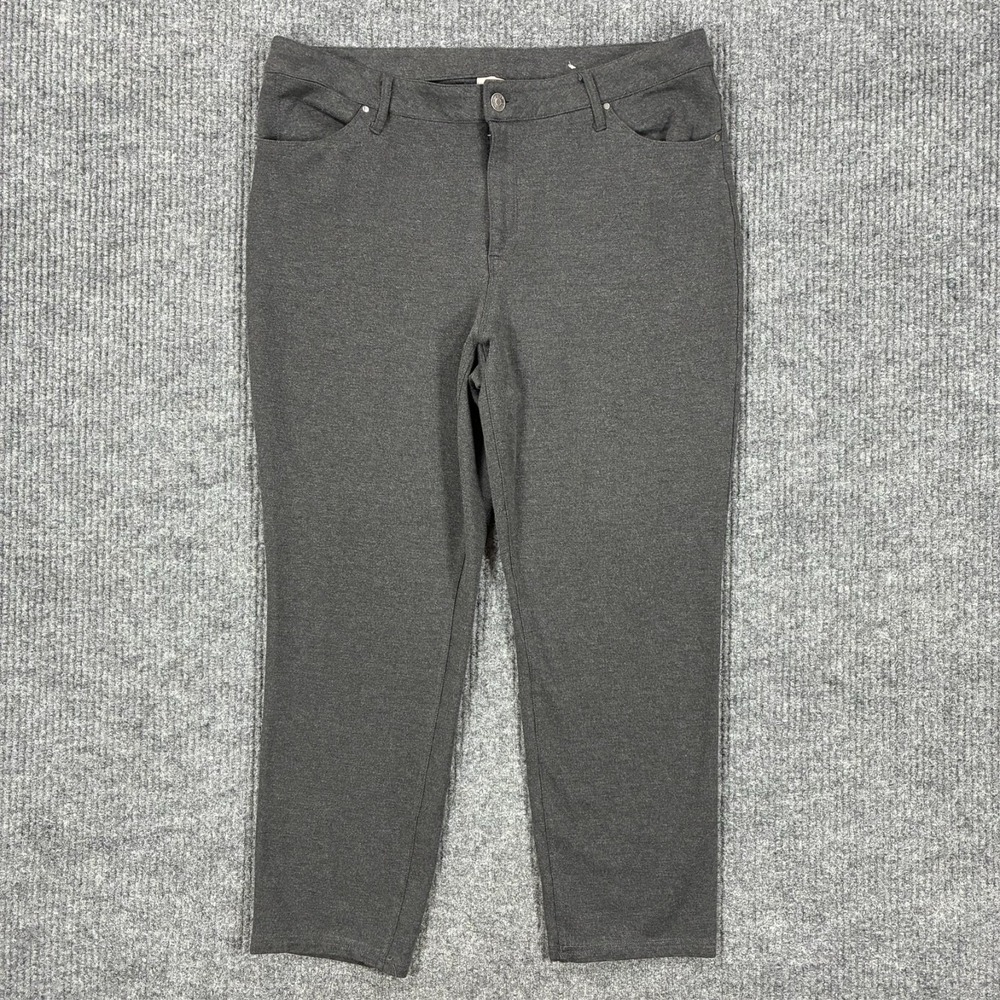 Chico's Womens Ankle Pants US 14R Gray Straight Leg Casual Stretch Mid Rise